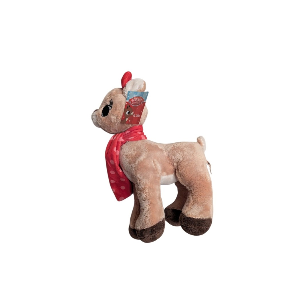 Rudolph the Red-Nosed Reindeer Clarice Plush 12" Standing Polka Dot Scarf NWT
